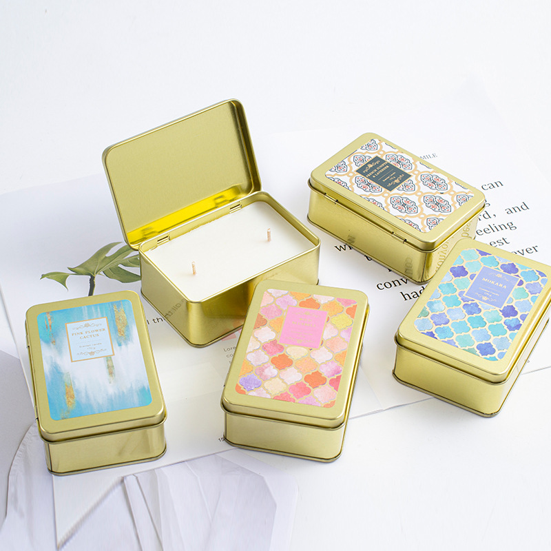 Aromatherapy Indoor Retro Handmade Soy Wax Square Cans Candle Fangdi Indoor Smoke-Free Refreshing Fragrance Candle Wholesale