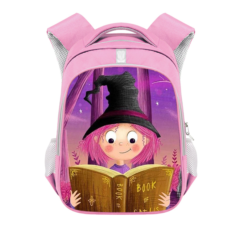 New Cartoon Girls' Primary School Student Backpack Polyester Girls' Pink Schoolbag Fashion Burden Reduction Reflective Stripe Backpack