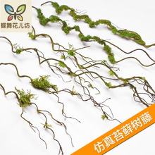 仿真绿植墙植物弯曲造型背景墙造景装饰苔藓枯树藤青苔树枝仿真燕