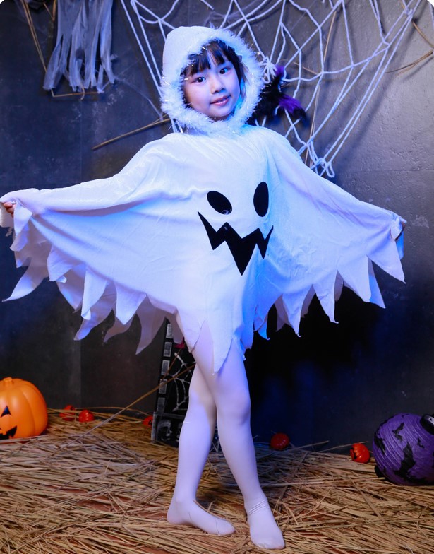 圣诞节儿童装扮服装幽灵小女孩衣服表演道具女童白色鬼衣演出服饰