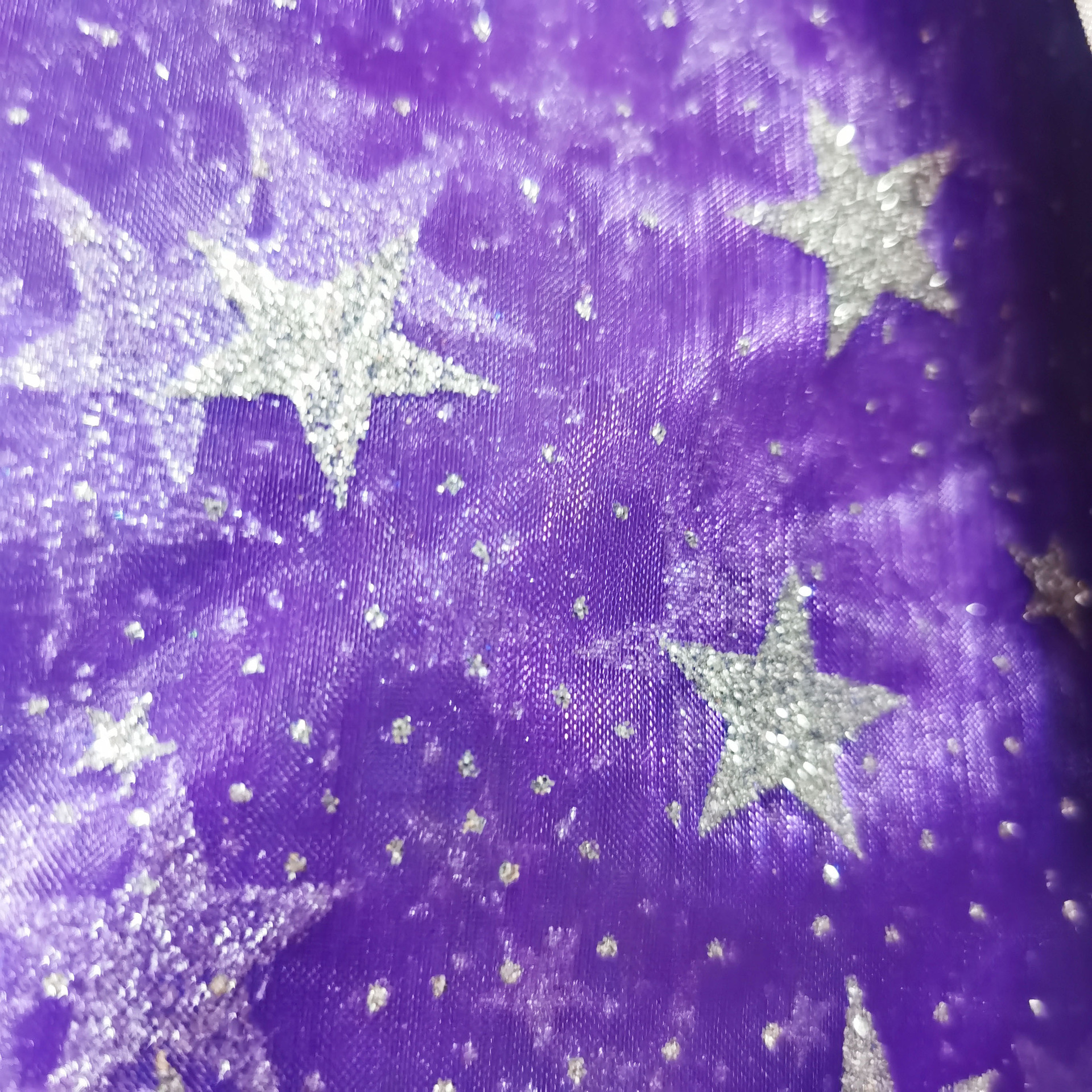 2523紫色圣诞五角星 洒金珍珠纱 圣诞丝带纱卷桌布led桌旗面料