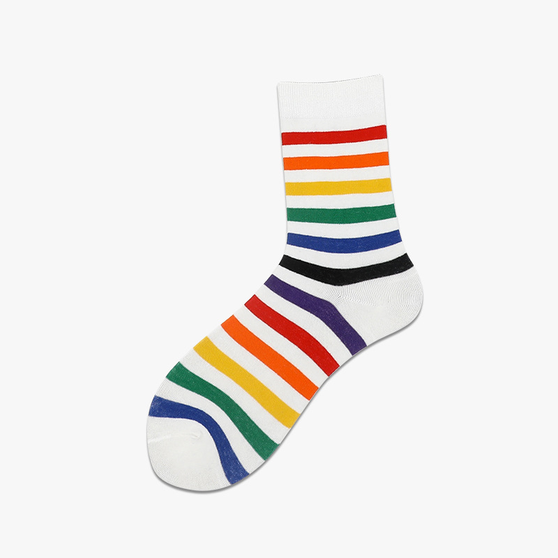 Men's and Women's Trendy Socks Personality Couple Tube Socks Cartoon Striped Street Fashion European and American Fashion Four Seasons Cotton Socks