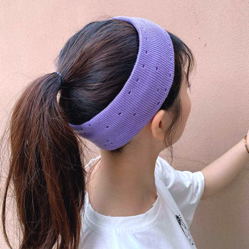 2020 New Knitted Wool Hair Band Men's and Women's Internet Celebrity Sports Wide-Brimmed Simple Ripped Outer Wear Ins Headband Head Ring
