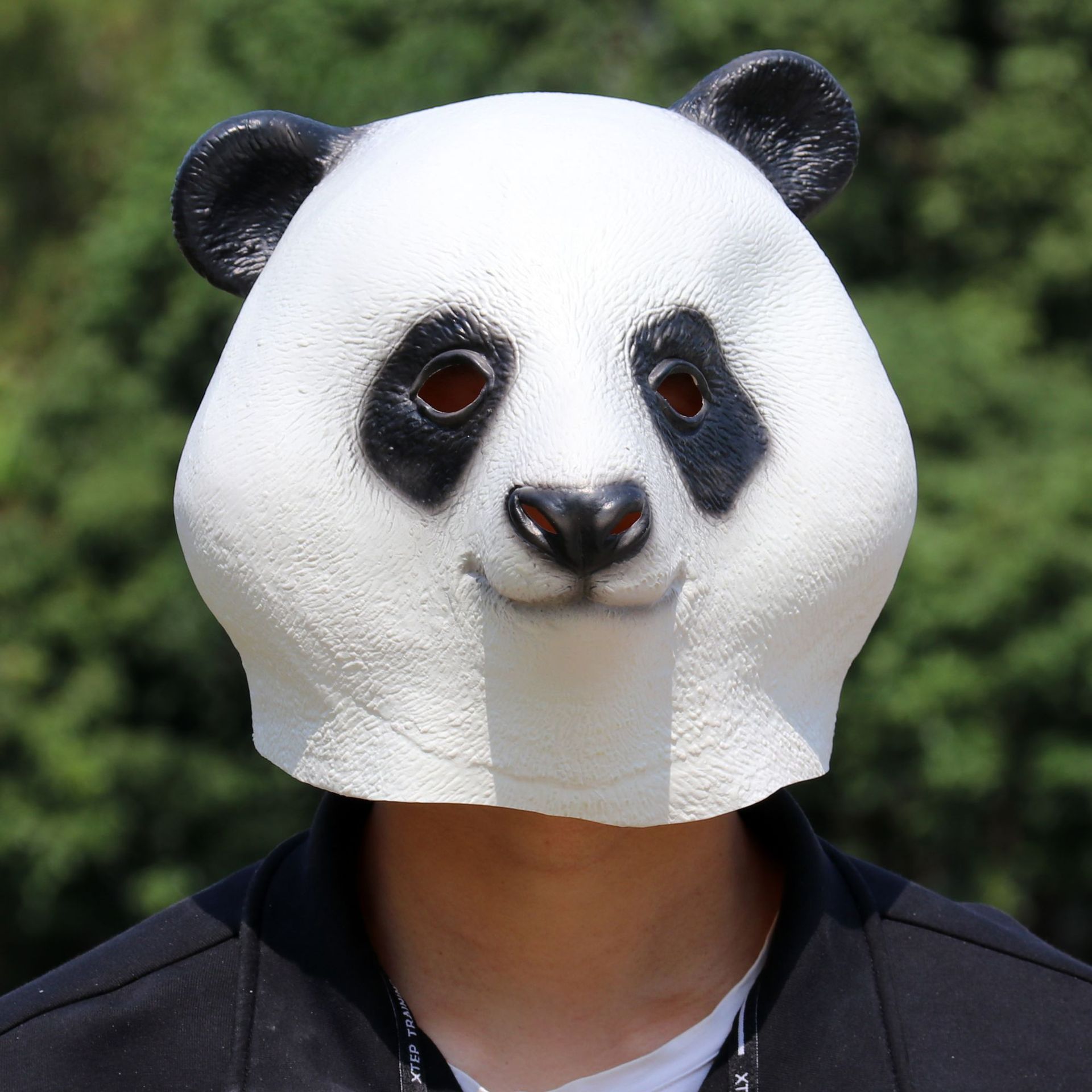 现货动物熊猫面具 万圣节乳胶头套 狂欢舞会派对搞怪面具工厂批发