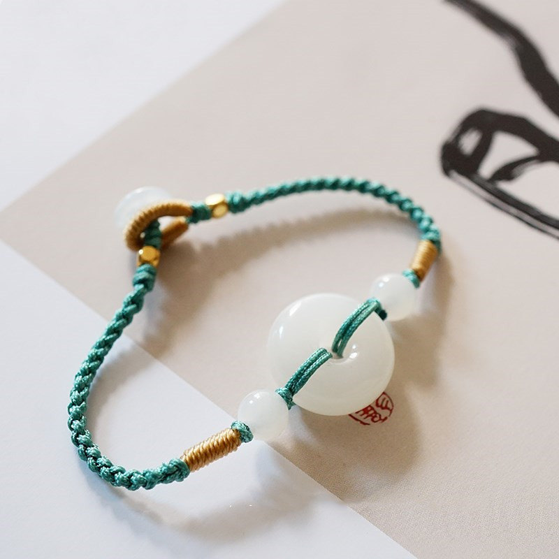 天然和田玉 面包圈平安扣手串 手工和田玉手链厂家直销