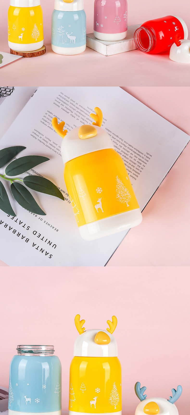 双层玻璃水杯卡通儿童灵鹿杯节日小礼品地推引流广告杯logo