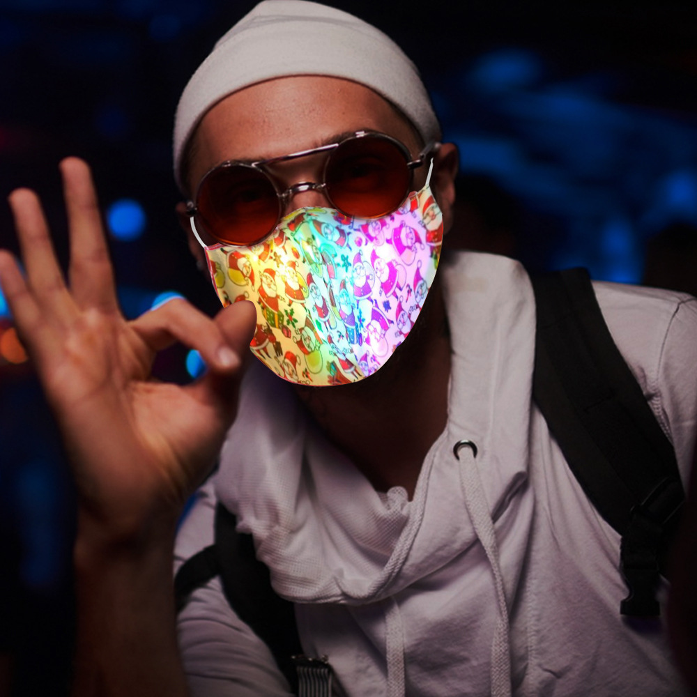 外贸跨境圣诞节圣诞发光led口罩 可发光口罩