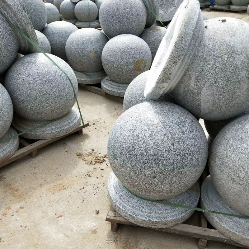 光面芝麻白挡车石球 广场 停车场花岗岩挡车柱挡车球厂家直发