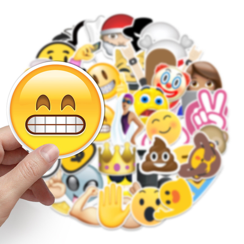 52张卡通enjoy表情符号装饰贴纸 行李箱汽车机车防水不干胶贴纸