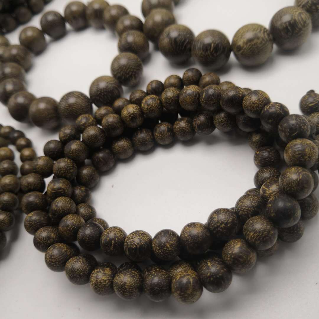 巴布亚细布纹沉香手串手链 男女款沉香佛珠念珠 散珠配饰diy手链