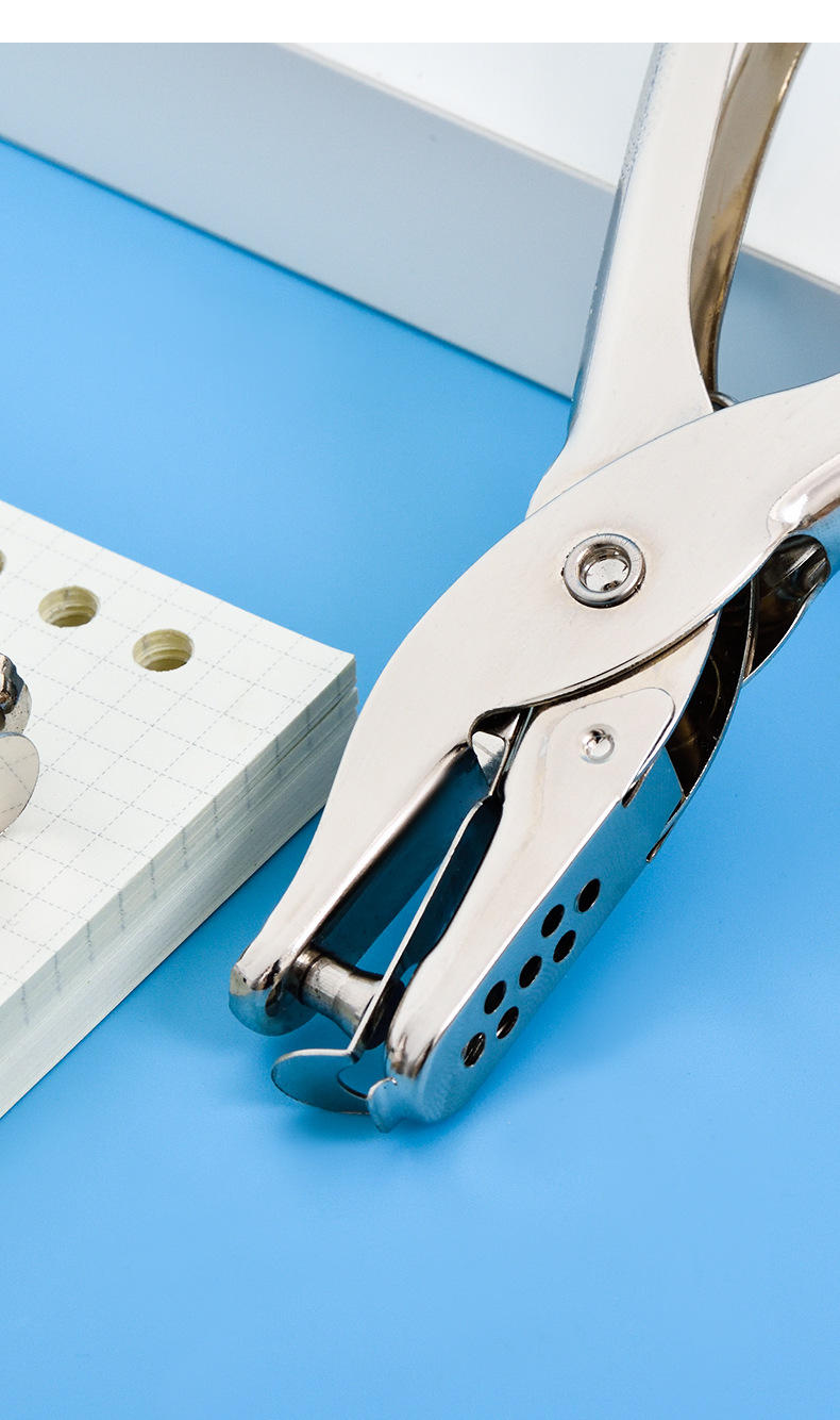 得力0114打孔机打孔器文具单孔打孔钳手工纸张手动迷你圆孔打洞器