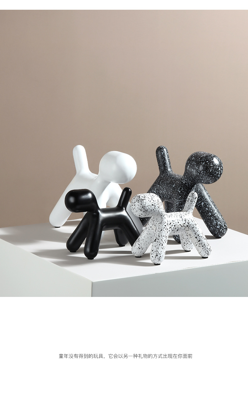 best west 黑白色气球斑点狗树脂摆件 ins风家居软装样板房装饰品