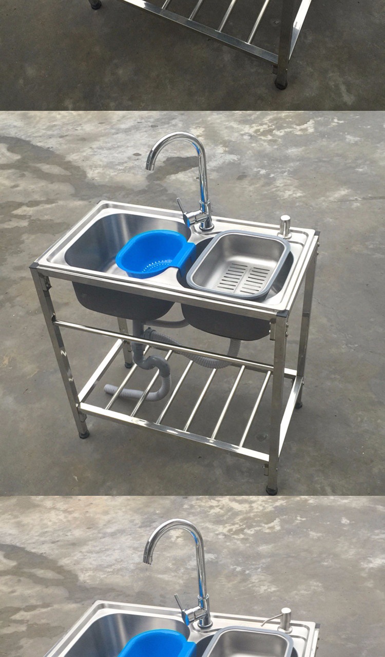 厨房不锈钢支架盆水槽双槽带支架定做洗菜洗脸洗碗洗手洗衣盆架子