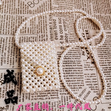 小方包串珠包珍珠包手工包编织编制包ins小众网红diy斜跨包口红包