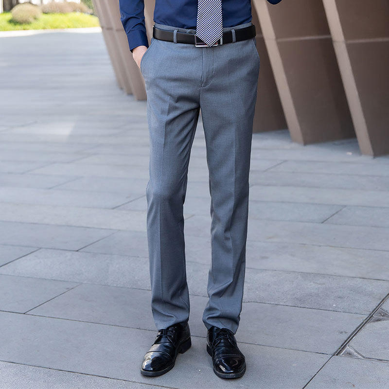 包边裤脚男裤夏装新款商务休闲西装裤长裤直筒裤黑裤青年上班裤子