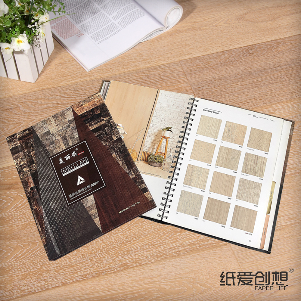 高端木板木皮防火板样板册定做 木饰面板样品册yo圈活页画册样册