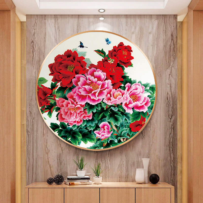 2020新款十字绣花开富贵牡丹蝴蝶线绣精准印花客厅卧室刺绣批发