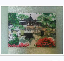 苏绣机绣装饰画成品挂画电表箱画软裱的旅游景点纪念品园林水乡