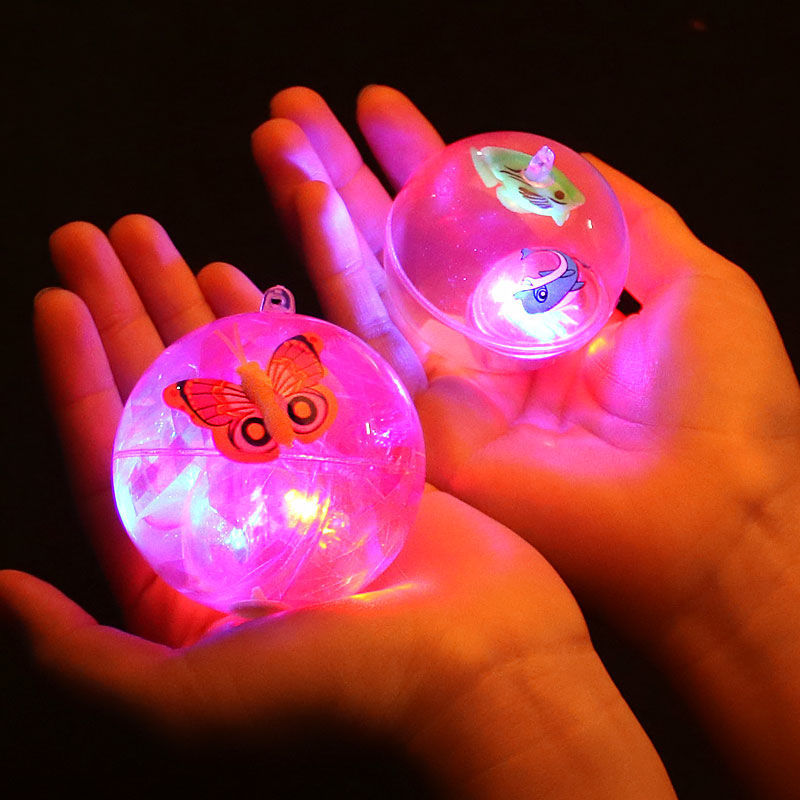 直销闪光球 儿童卡通水晶跳跳球6.5cm玩具弹跳发光球地摊批发热卖