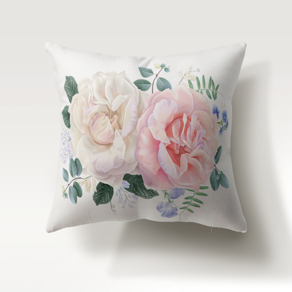 情人节礼品love玫瑰鲜花沙发抱枕靠垫桃皮绒枕套亚马逊速卖通爆款