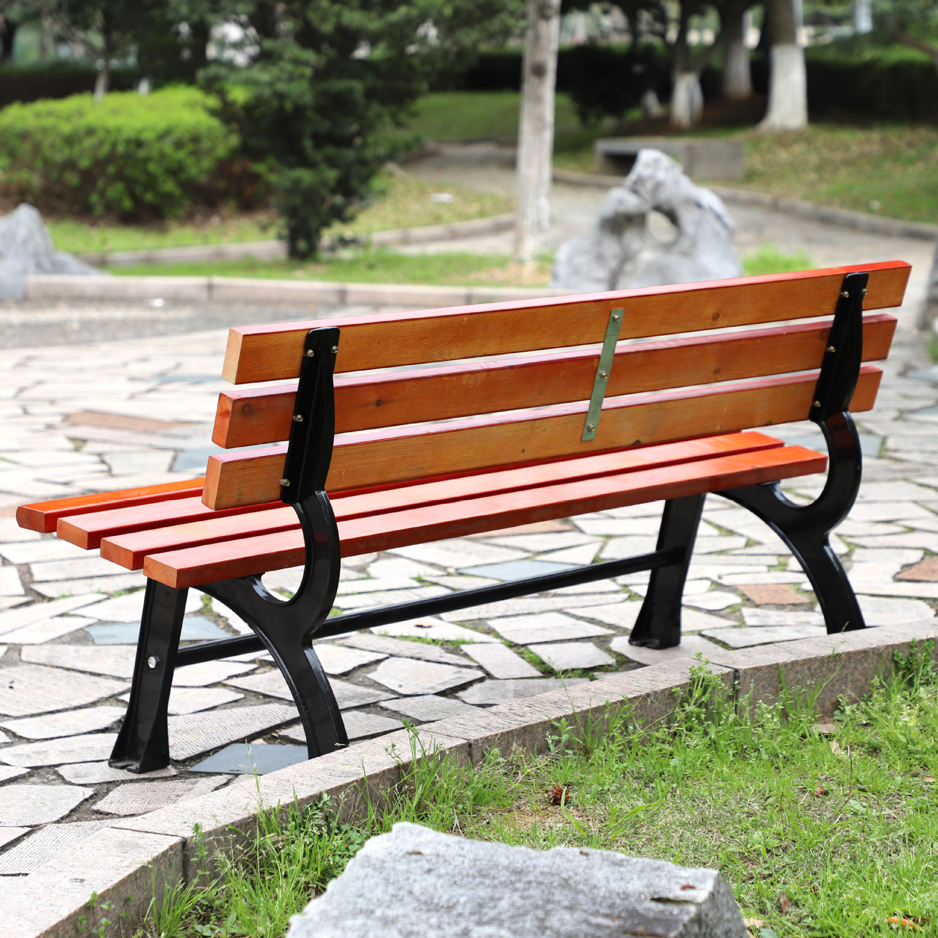 户外休闲椅园林景区休息凳小区实木长椅有无靠背排椅看台座椅