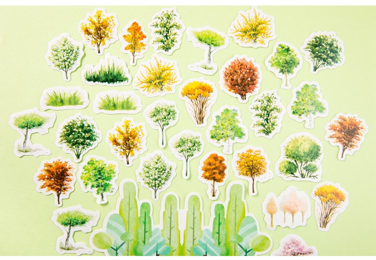 陌墨盒装贴纸 植物系列合集 创意手帐相册日记装饰素材不干胶贴画