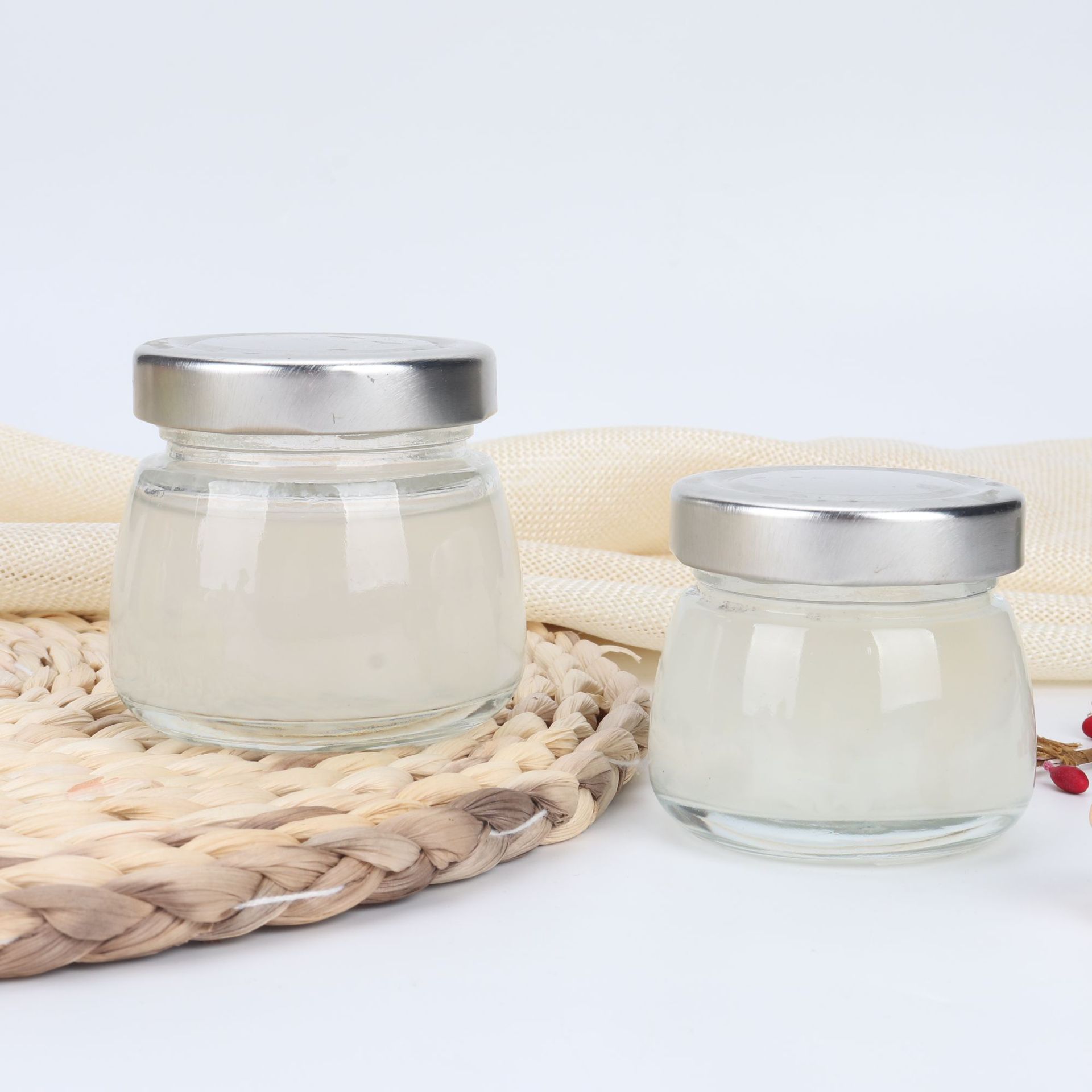 厂家直销大口仙炖耐高温即食燕窝分装瓶食品蜂蜜瓶铝盖玻璃瓶