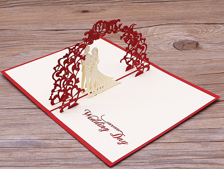 甜蜜的婚礼结婚贺卡礼物礼品立体邀请函请帖请柬3d祝福卡片