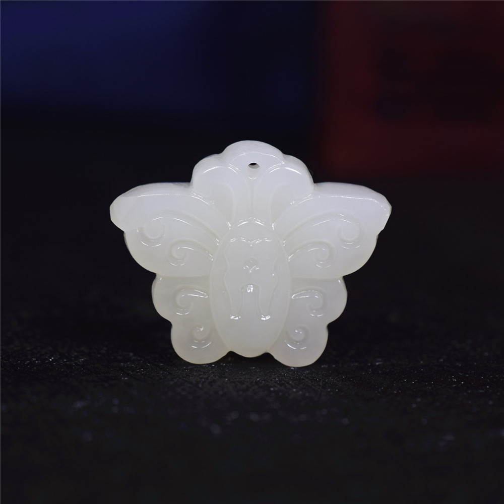 玉蝴蝶和田玉白玉蝴蝶批发情侣款浪漫爱情玉坠项坠情人礼品带证书