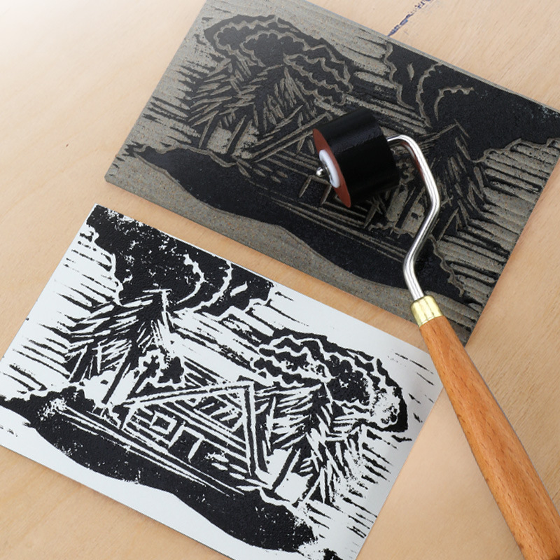 中盛画材 版画油墨滚筒 橡胶滚轮版画用 橡胶辊版画工具