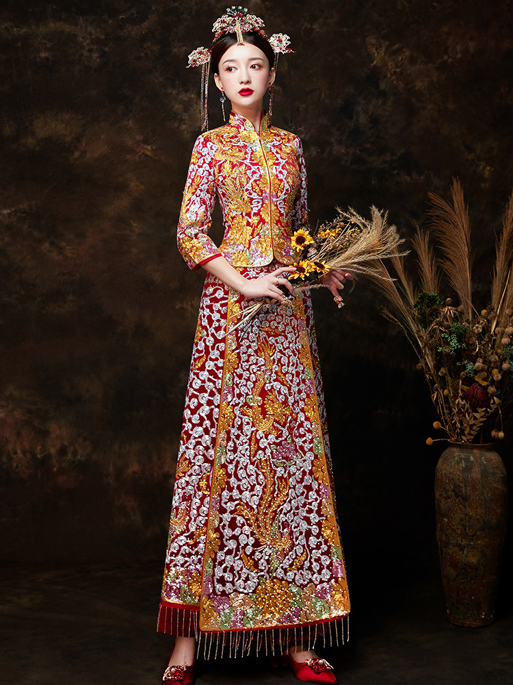 大五福龙凤褂加钻褂皇秀禾服新娘2021新款中式古装婚纱礼服结婚