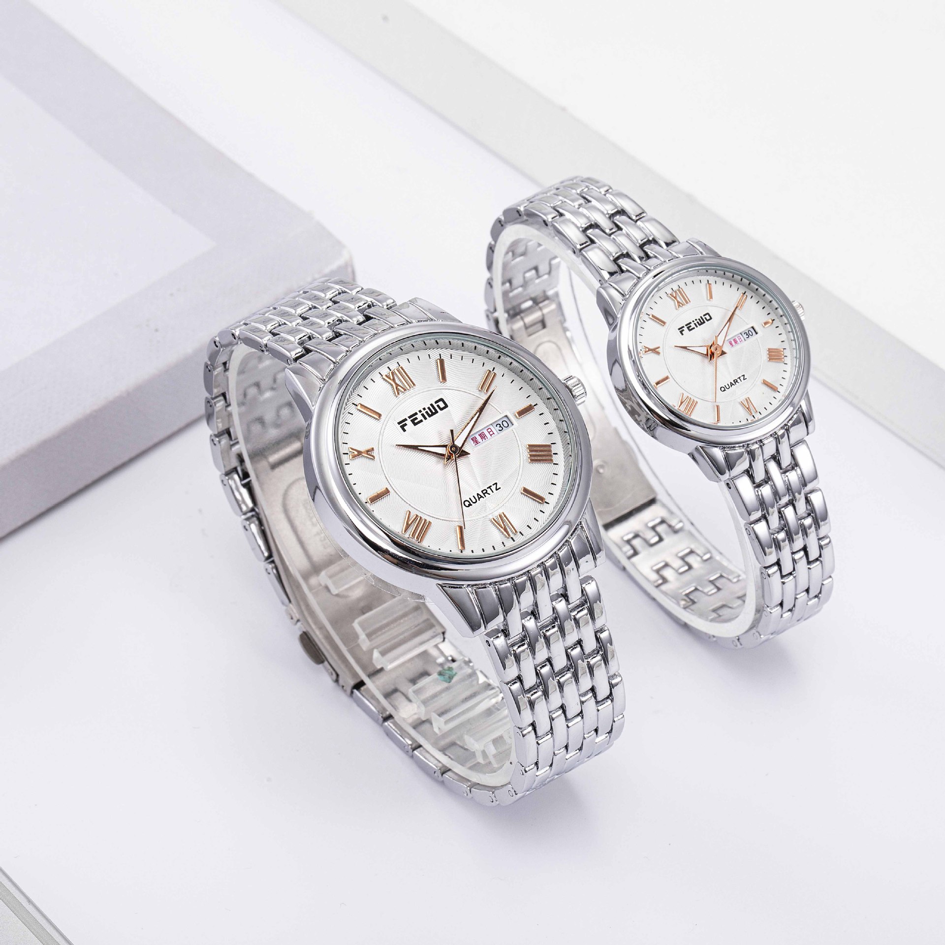 产家直销飞沃情侣手表时尚男表 防水 简约手表 礼品促销手表 双历