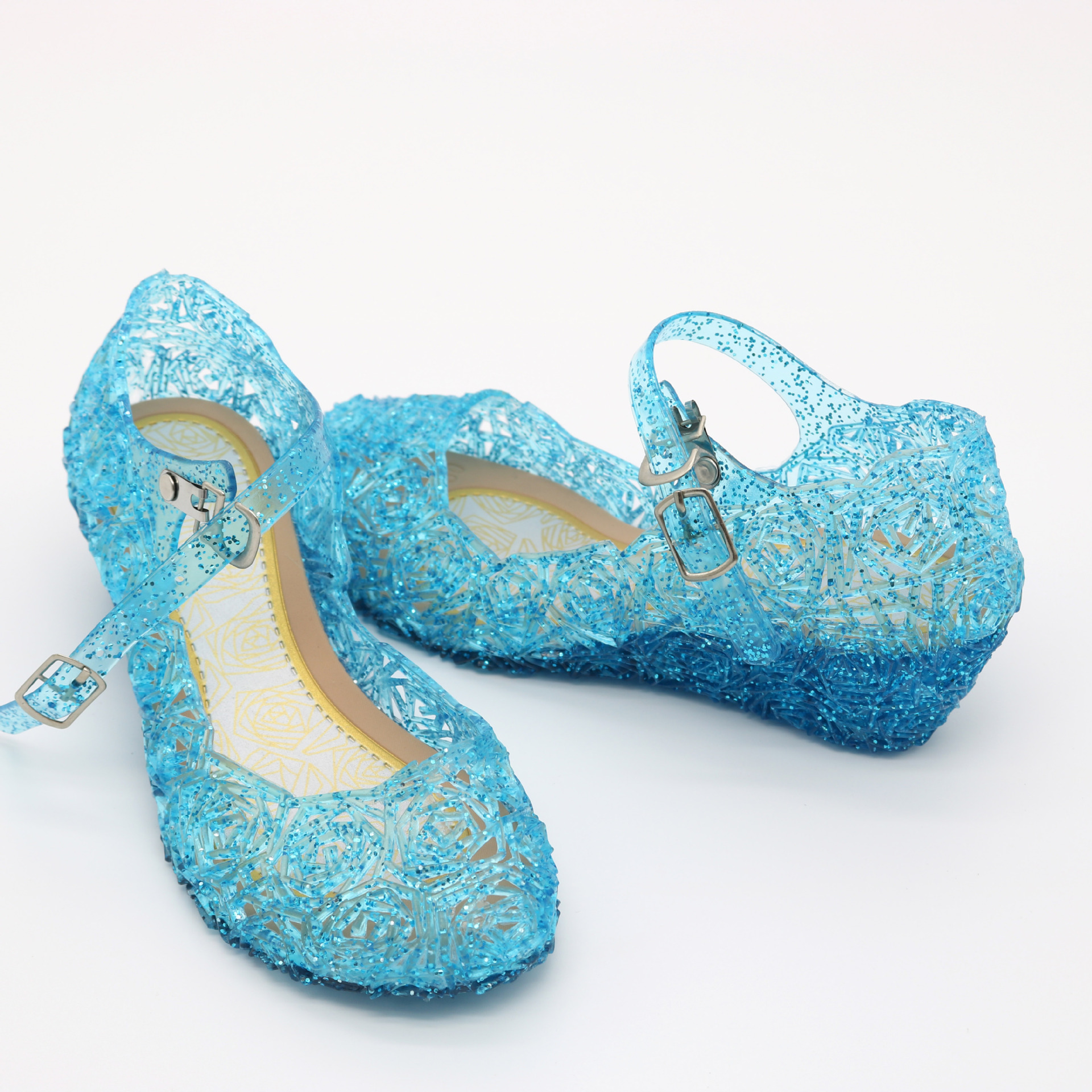 夏季frozen冰雪奇缘艾莎女童公主鞋灰姑娘水晶鞋儿童高跟凉鞋pvc