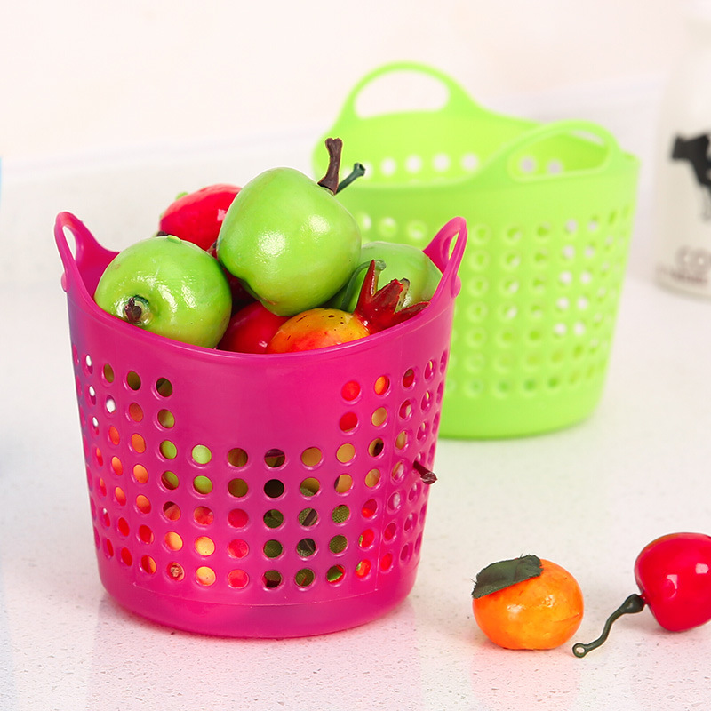 收纳篮塑料迷你篮子桌面杂物化妆品小储物筐桶圆形笔筒