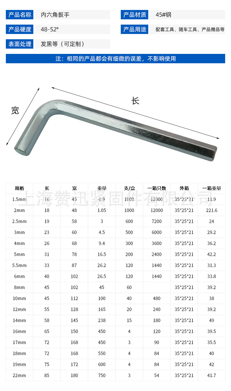 内六角螺栓扳手对照表图片