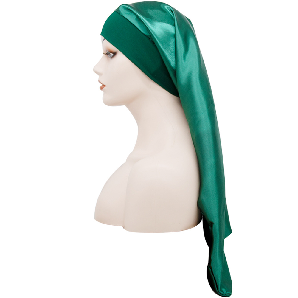 Amazon Hot Selling in Stock High Elastic Wide-Brimmed Satin Nightcap Ms. Long Hair Hair Care Long Cap One Piece Dropshipping