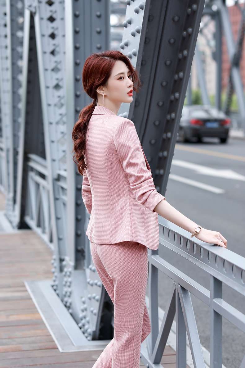 yana1982空姐暗纹小西装2020新套装小香风青春靓丽职场女强人正装