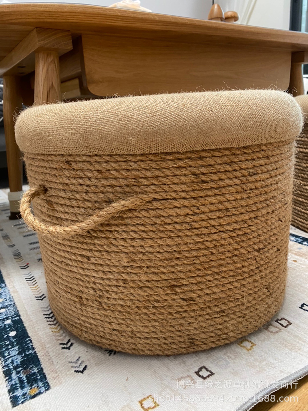 麻绳小凳子家用蒲团圆凳客厅茶几矮凳沙发凳创意板凳坐墩阳台墩子