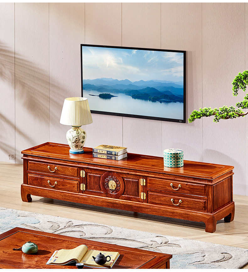 红木电视柜客厅家具花梨实木刺猬紫檀简约地柜中式矮柜视听柜组合
