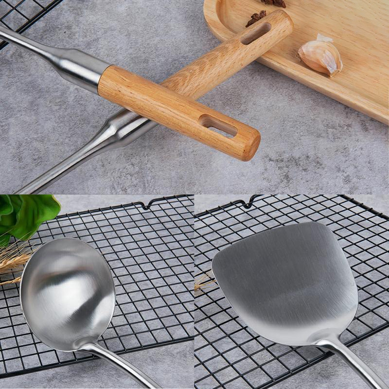 木柄锈钢锅铲厨具套装汤勺家用炒菜铲子漏勺厨房用品-阿里巴巴