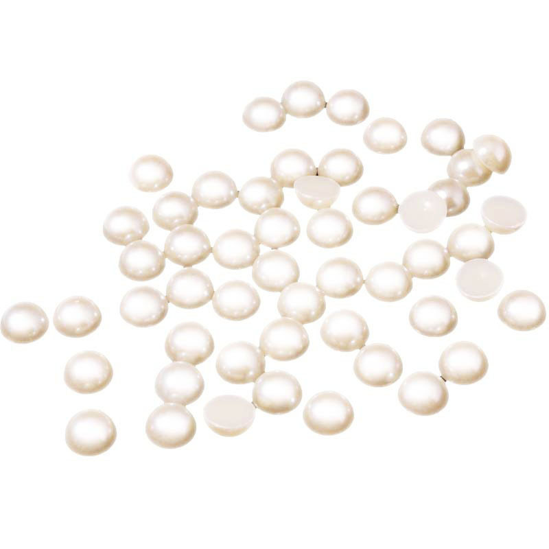 ABS Pearl White Pure White Half-Sided Semicircle Double-Hole Flat Bottom Imitation Pearl Hand Sewing Sequin Rust Hexiu Clothing Sequin