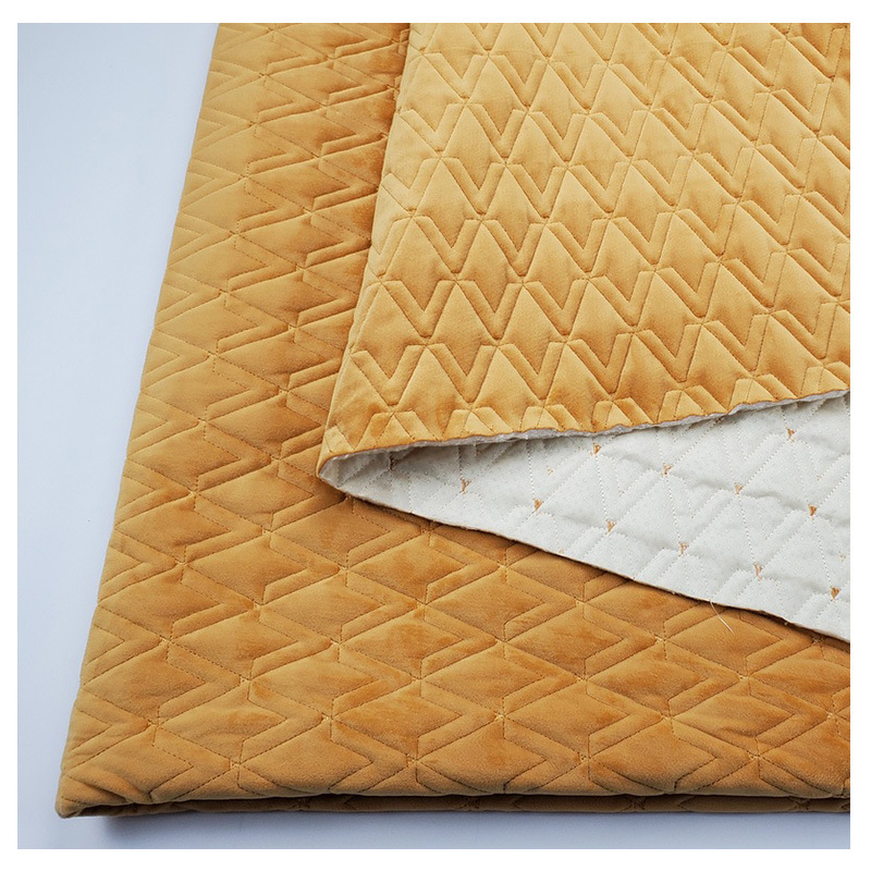 夹棉沙发布料厂家新款垫子绒布绗绣防滑沙发垫花边面料半成品批发