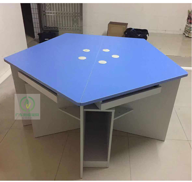 六边形电脑桌阅读桌板式六角桌学生试验台课桌机房五角桌五边形桌