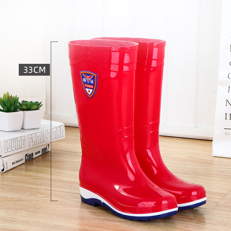2023 New Knee-High Rain Boots Women's Korean Fashion PVC Water Shoes Non-Slip Comfortable Labor Protection Rubber Shoes Rain Boots Wholesale