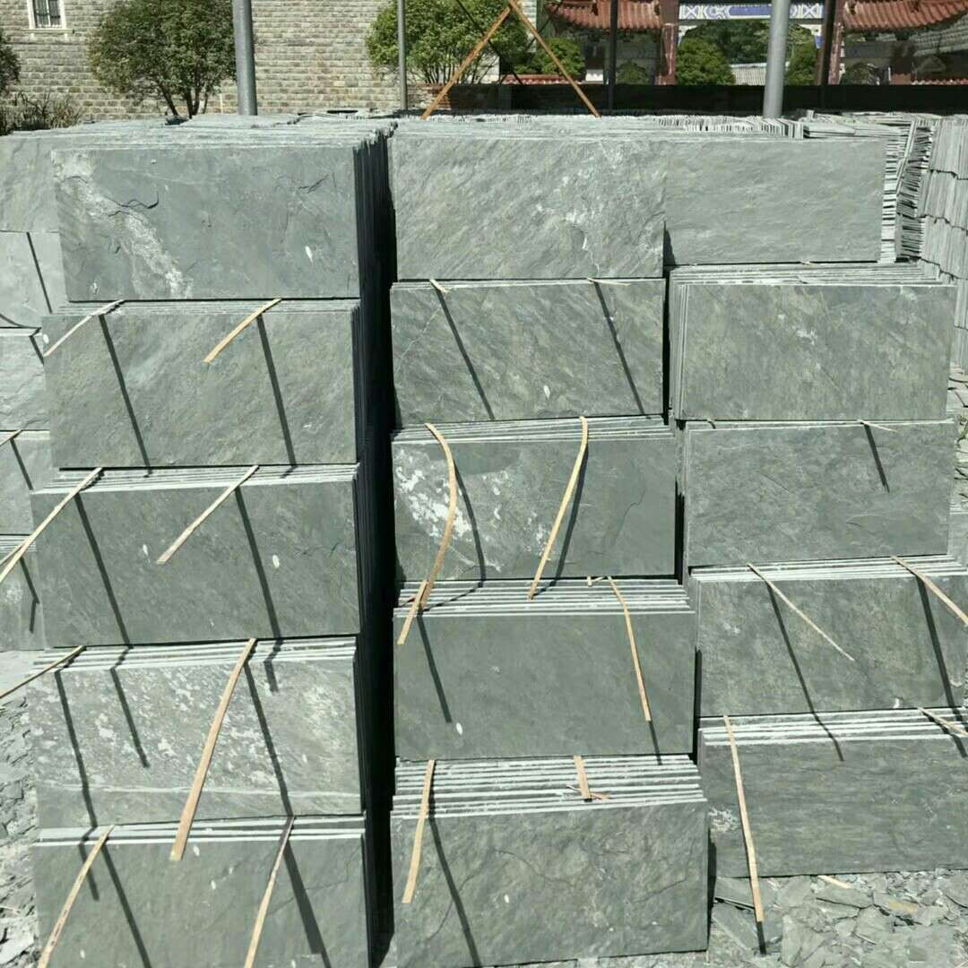 青石板 绿色板岩文化石 公园广场庭院铺路青石板 绿色仿古青石