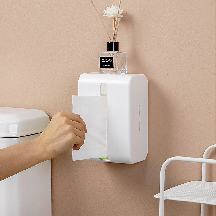 厨房挂壁式纸巾盒抽纸盒壁挂免打孔桌下倒挂洗面巾收纳盒厕所纸抽
