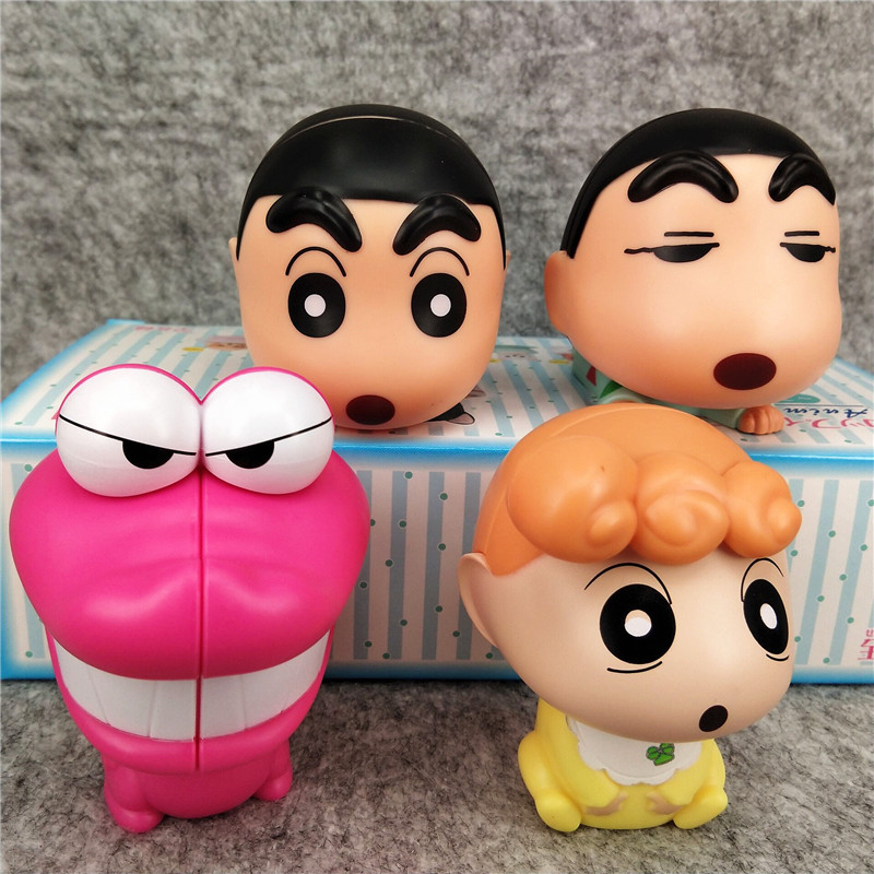 q版 大头拼装 扭蛋 玩偶 小新 阿呆 无壳 组装 摆件 四个/套 袋装