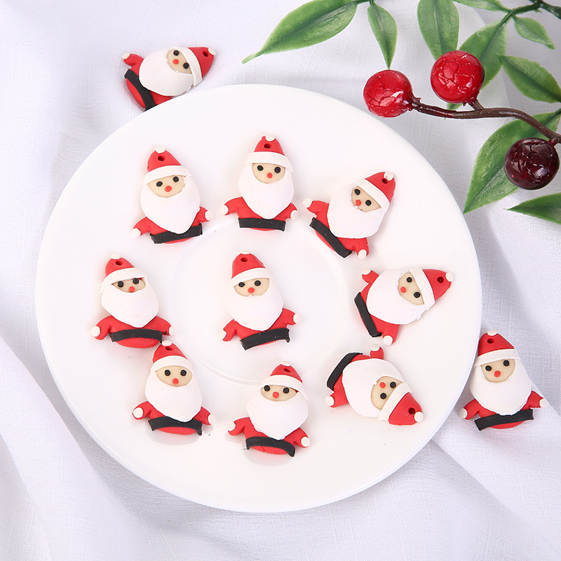 Creative Style Polymer Clay Simulation Santa Claus DIY Pendant Mobile Phone Beauty Accessories Material Factory Direct Sales Painted Pottery