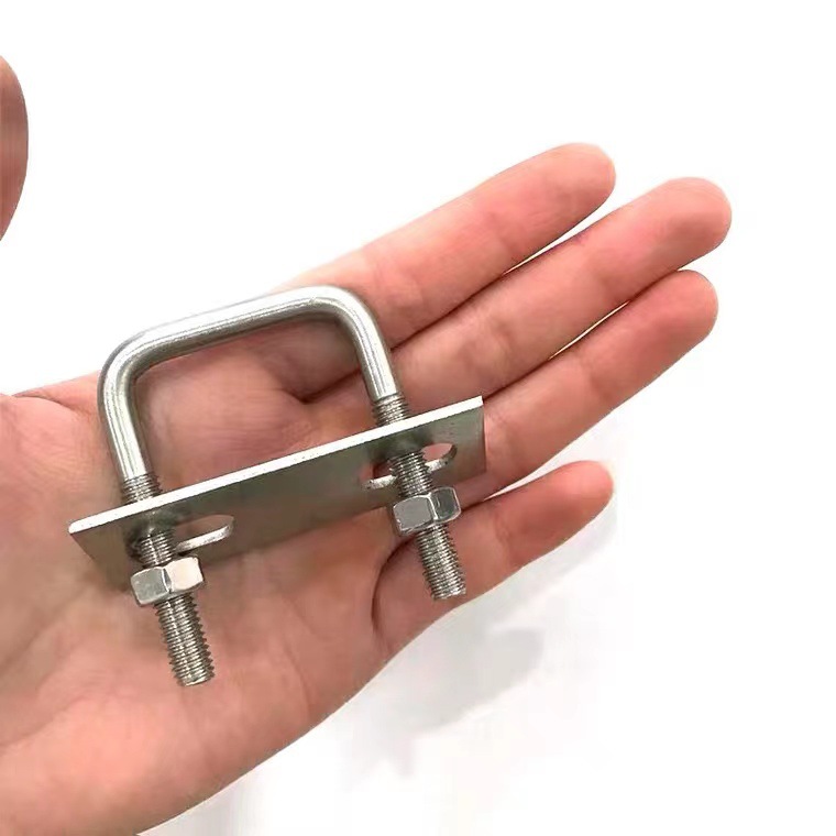 304不锈钢方型卡直角u型卡直角螺丝管卡扣方管夹管m6m8*20/30/40