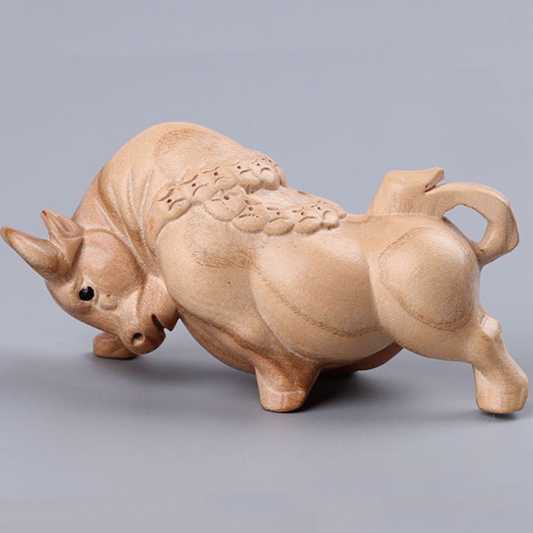 桃木牛摆件木雕十二生肖牛生肖牛吉祥物家居木雕